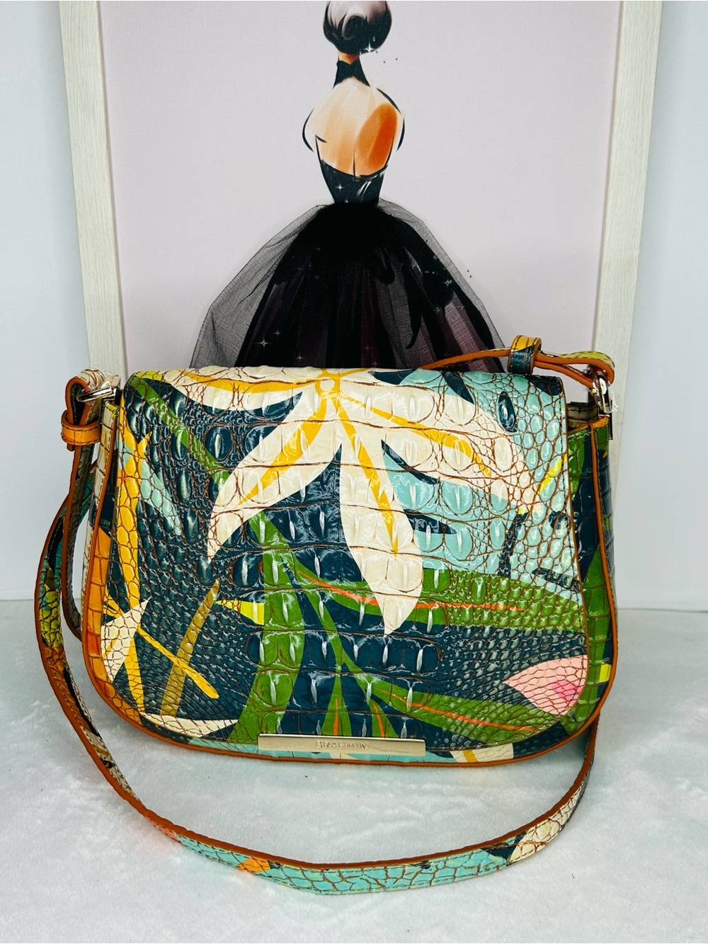 🌴 Brahmin Retro Jungle Nadine Crossbody Saddle Bag